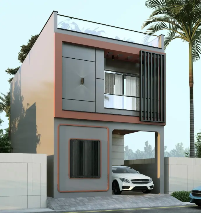 Elevation Double floor Modern