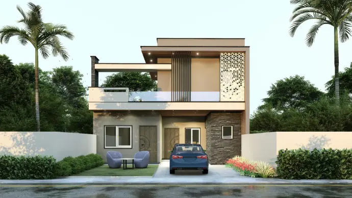 Elevation Double floor Modern